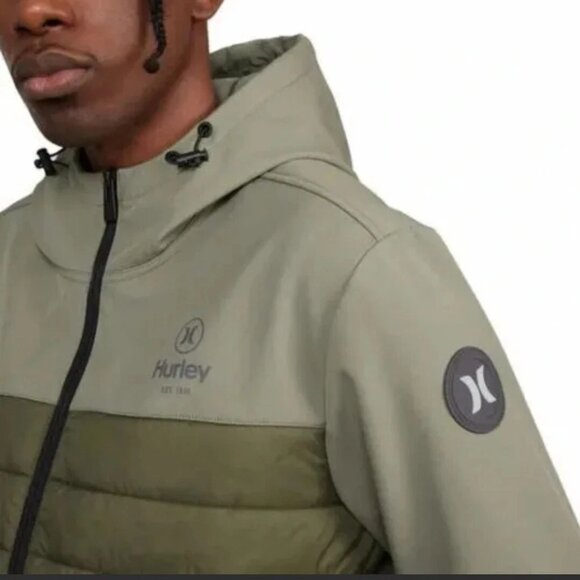 Hurley Men's Windbreaker Softshell Quilted Wind Resistant Fabric Jacket - Picture 4 of 5